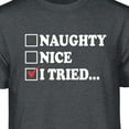 thumbnail image 2 of Teelocity Naughty Nice I Tried Graphic T-Shirt (Large - Standard Fit, Charcoal Heather Red Check), 2 of 4