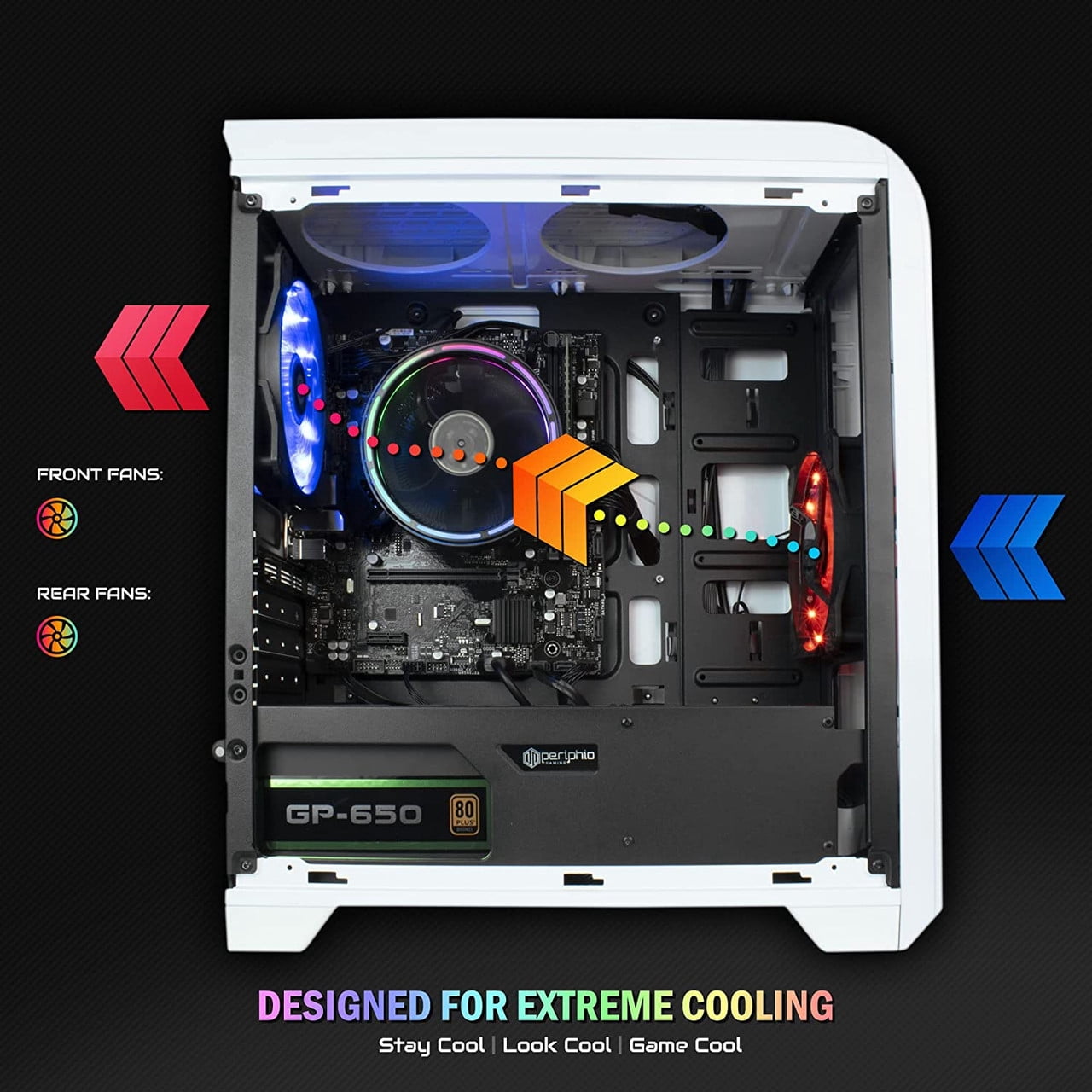 Periphio Warp Gaming PC Desktop Battlestation, AMD Ryzen 5 with Vega Graphics for 1080p PC Gaming, 16GB RAM, 1TB NVMe SSD, Windows 11 Computer Bundle