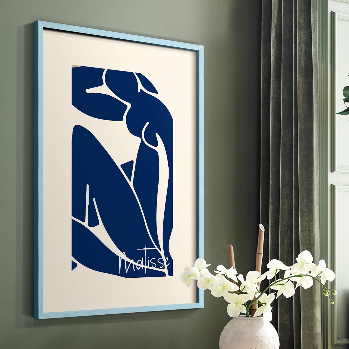 Matisse CCCIV - Blue Framed Wall Art Print, Solid Wood Frame, 8 x 10 Framed Print, Ready to Hang