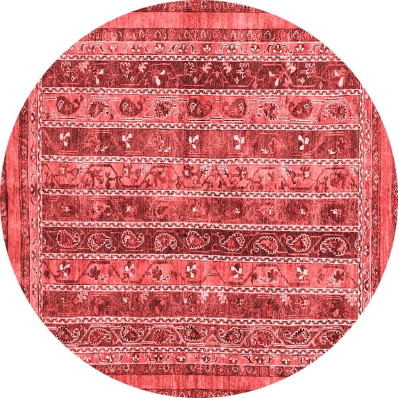Ahgly Company Indoor Round Abstract Red Modern Area Rugs, 7' Round