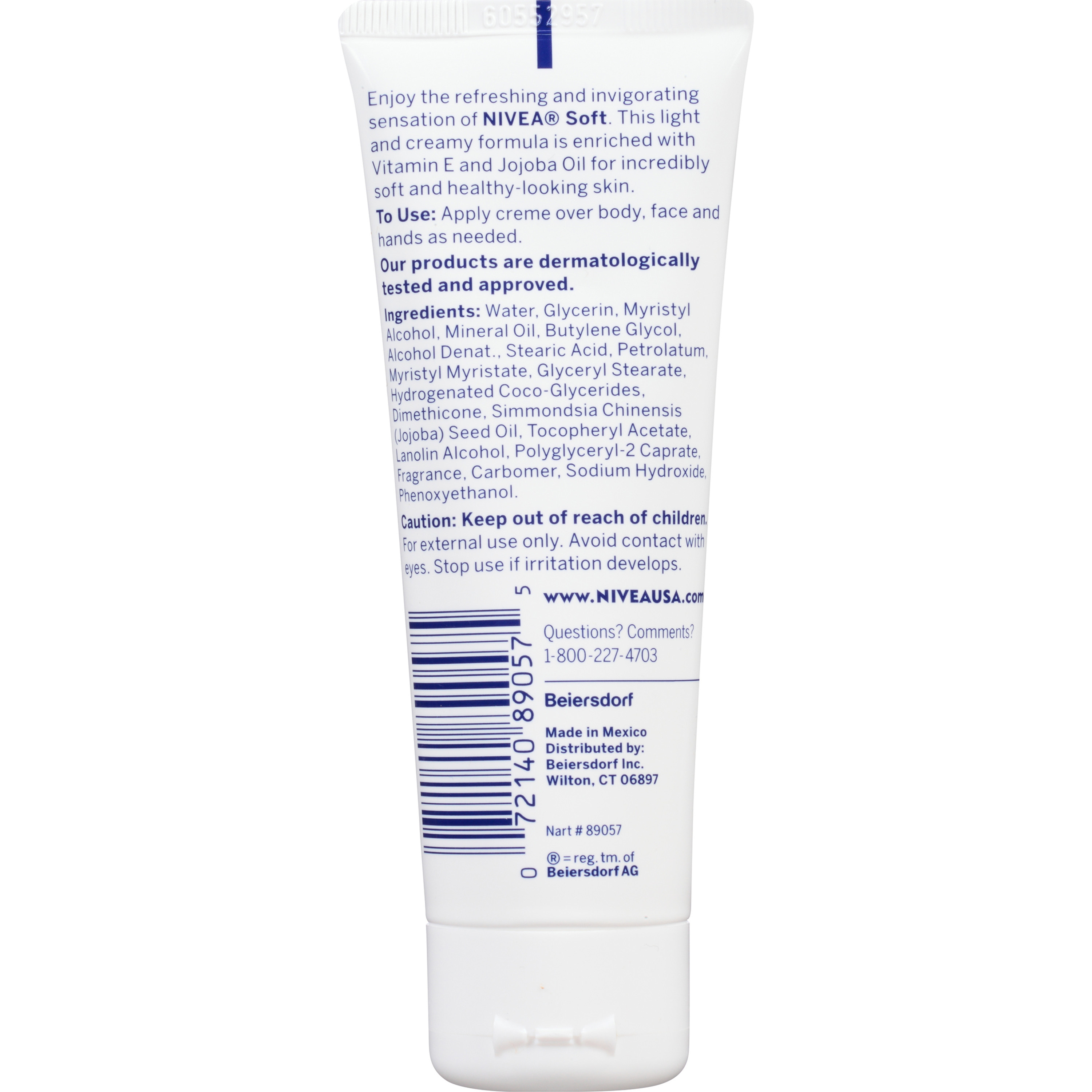 NIVEA Soft Cream, Refreshingly Soft Moisturizing Cream, Body Cream, Face Cream, and Hand Cream, 2.6 Oz Tube - image 10 of 10