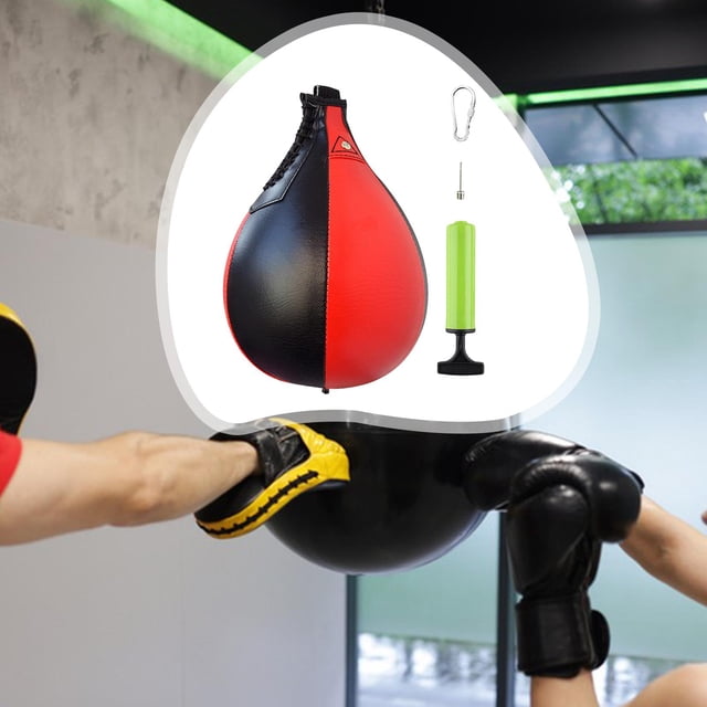 Saco de boxeo con bola de golpeo, bola de velocidad colgante para ejercicios, saco de golpeo para entrenamiento deportivo, , boxeo y fitness. Negro Rojo