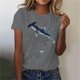 thumbnail image 3 of Tops de Ajuste Suelto para las Mujeres Sudadera Casual Impresa Manga Corta Cuello Redondo Superior, Poliéster, 3 of 4