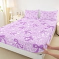 thumbnail image 4 of Erosebridal Girly Purple Bow Bed Sheets, Glitter Princess Cartoon King Sheets, 4pcs, 4 of 5