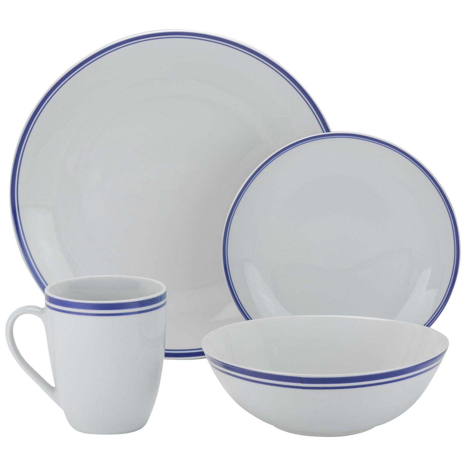 10 Strawberry Street Simply Coupe 16-Piece Dinnerware Set, Blue