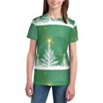 thumbnail image 3 of Wukai Christmas Green Youth Unisex Short Sleeve T-Shirt for Boys, Girls, Teens, and Kids-Small, 3 of 7