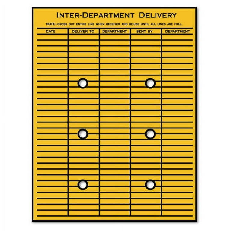 Brown Kraft String/Button Interoffice Envelope, #97, Two-Sided Five-Column Format, 52-Entries, 10 x 13, Brown Kraft, 100/CT