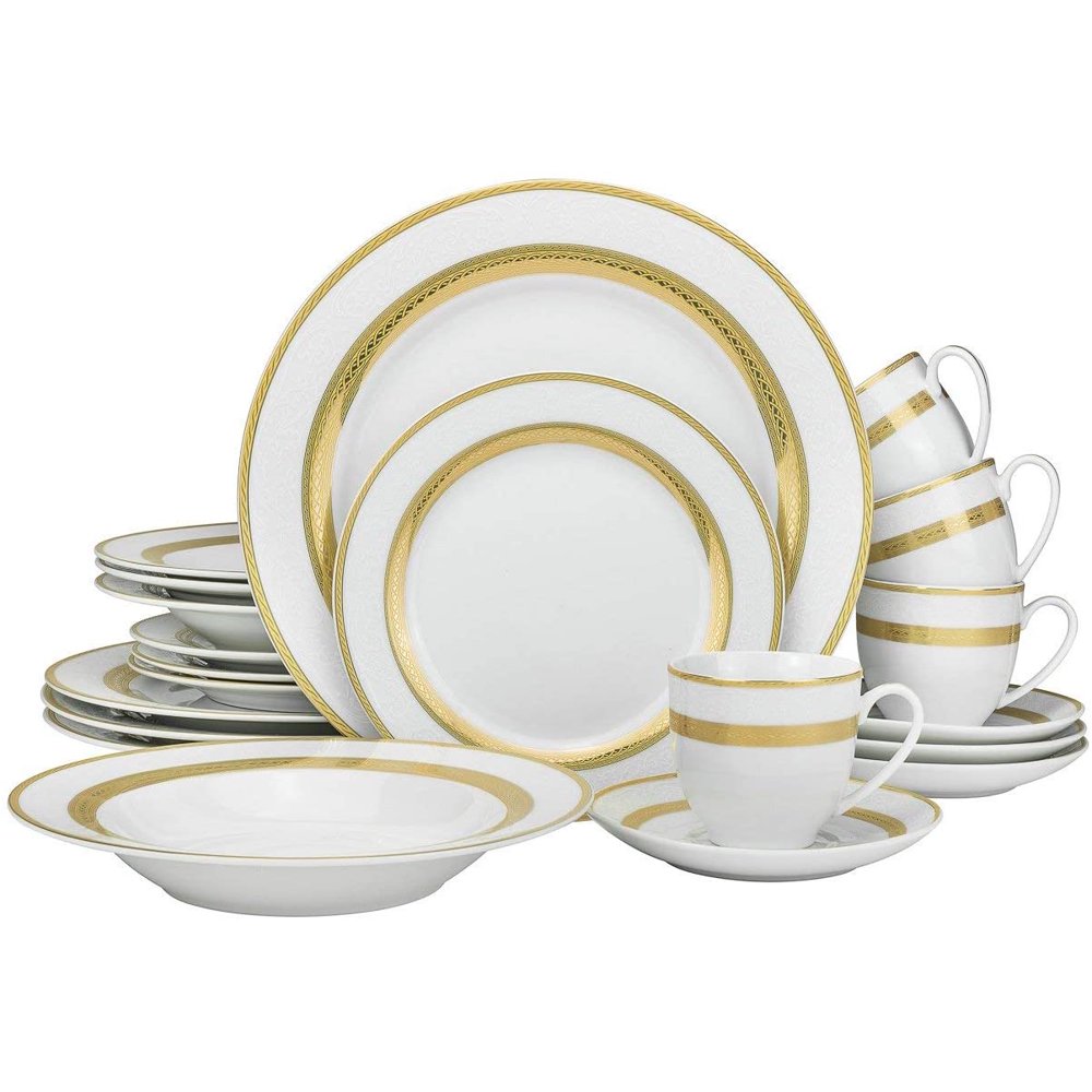 Joseph Seigh G09320, 20 Pcs Fine Porcelain Dinner Set, Ceramic Bone