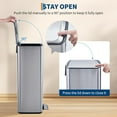 thumbnail image 5 of 40L / 10.6 Gal Kitchen Trash Can, Stainless Steel Garbage Can with Soft Close Lid, Rectangular Waste Bin with Filter, Removable Inner Bucket and Foldable Foot Pedal for Bathroom Home Office, 5 of 8