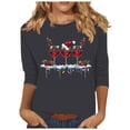 thumbnail image 1 of RKSTN Sweat-Shirt pour Femmes Mode Imprimé Décontracté Col Rond Pull Manches 3/4 Haut Chandail en Molleton de Noël, 1 of 4