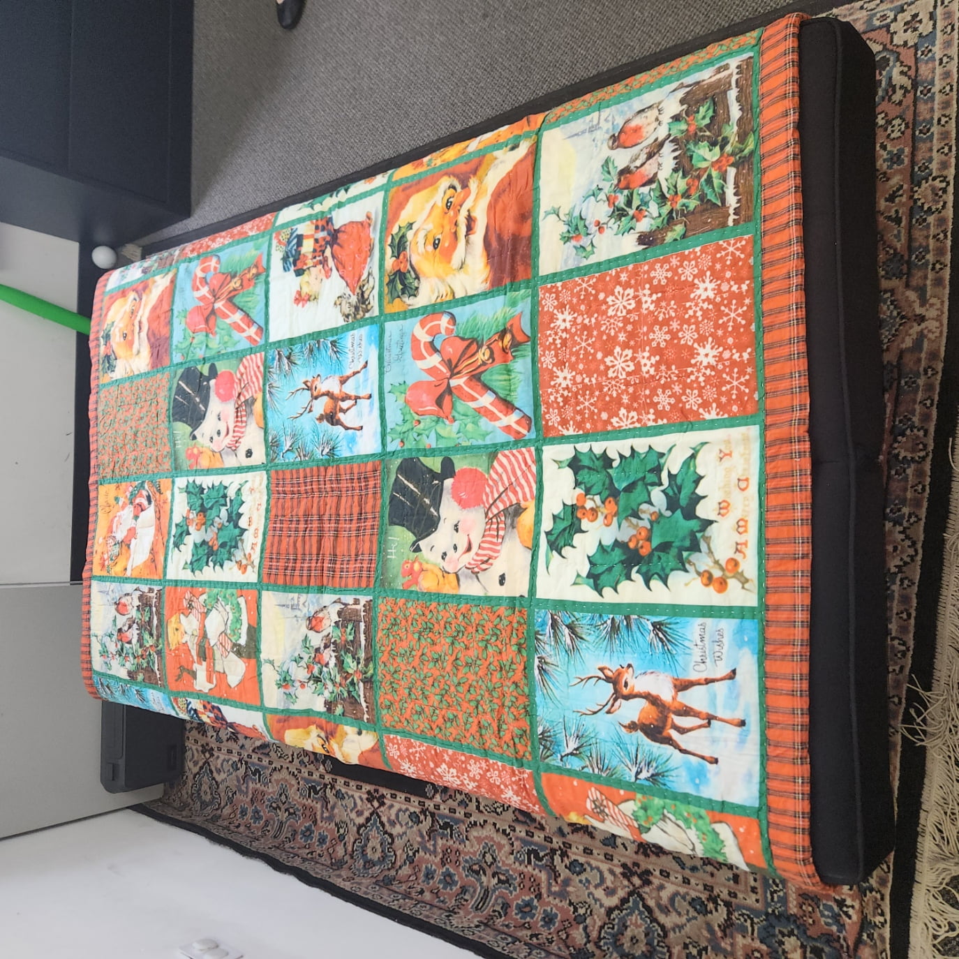 ART & ARTIFACT Patchwork Christmas Quilt - Reversible Holiday Throw Blanket