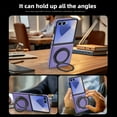 thumbnail image 5 of Compatible for Samsung Galaxy Z Flip 7 Stand Case, Slim Shockproof Protective Rotating Magnetic Ring Bracket Classic PU Leather Phone Cover for Samsung Galaxy Z Flip 7, Purple, 5 of 6