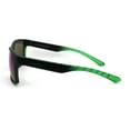 thumbnail image 3 of Kush Reflective Lens Sport Rectangular Biker Warp Sunglasses Matte Black Green Teal Mirror, 3 of 4