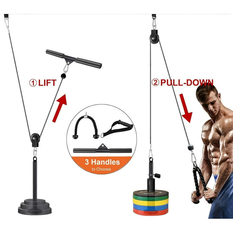 LAT and Lift Pulley System Gym Upgraded DIY Fitness Pulley Cable Machine Attachment for Triceps Pull Downs Biceps Curl Forearm Shoulder Home Gym