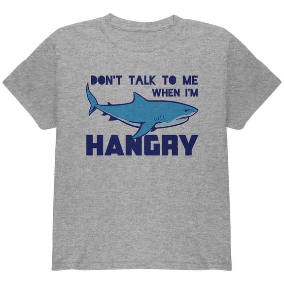 Shark Sharks Don't Talk to me Hangry Youth T Shirt Heather YXL