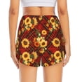 thumbnail image 4 of Uemuo Red Plaid Sunflower Pattern Women's Athletic Shorts High Waisted Running Shorts with Liner Pockets Gym Elastic Workout Shorts-Large, 4 of 9
