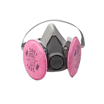 3M Half Facepiece Reusable Respirator 6300, NIOSH, Four-Point Harness, Comfortable Fit, Dual Airline Supplied Air Compatible, Bayonet Connections, Painting, Sanding, Cleaning, Large