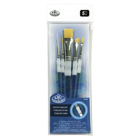 UPC: 0090672028327 | Royal & Langnickel Soft Grip Beginner Golden Taklon Fiber Paint Brush Set  Assorted Size  Set of 5