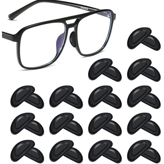 20 Pairs Eyeglass Nose Pads, Anti-Slip Nosepads,Soft Silicone Adhesive Glasses Nose Pad, Anti-Slip Heighten Air Chamber Nose Pads for Full Plastic Frames,(Black 1mm)