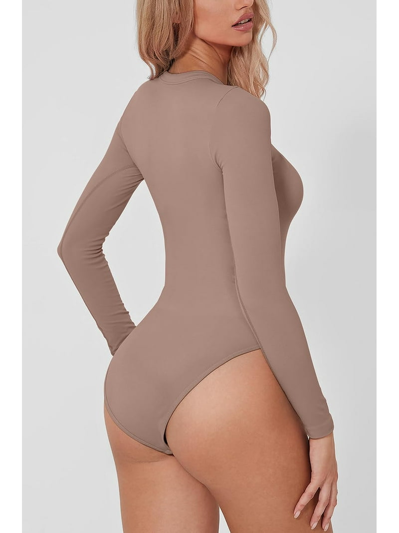 Women's Seamless Long Sleeve Bodysuit Crew Neck Basic
