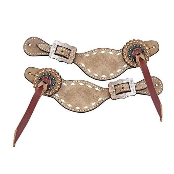 Showman Ladies Roughout Leather Spur Straps w/ Buckstitch Trim