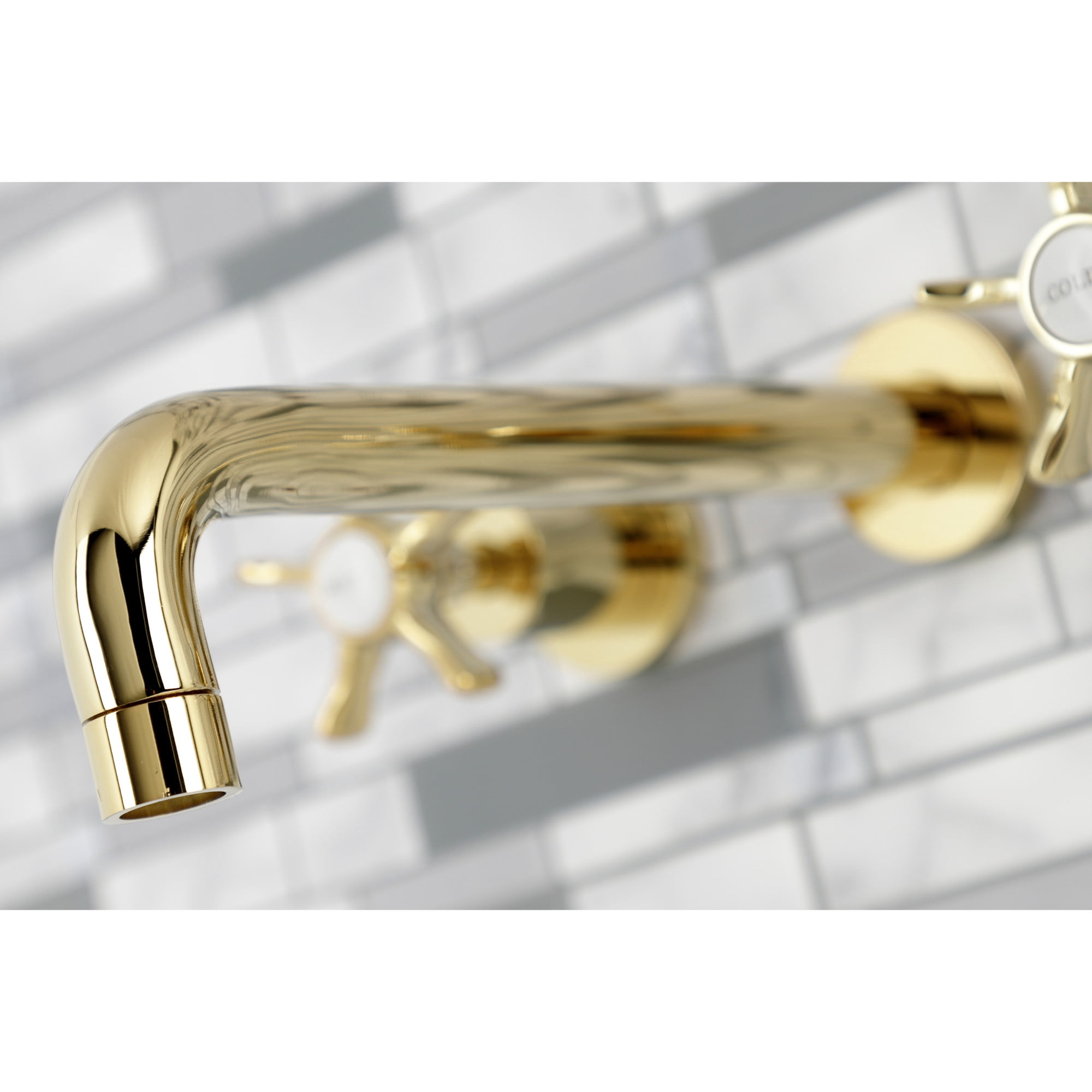 Kingston Brass KS8022NX Hamilton Two-Handle 3-Hole Wall Mount Roman Tub Faucet in Polished Brass