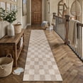 thumbnail image 3 of BERTHMEER 3'x10' Runner Rugs for Hallway Kitchen Entryway Bedroom Bathroom Entrance Geometric Modern Checkered Farmhouse Carpets Non Slip Machine Washable, Brown, 3 of 5