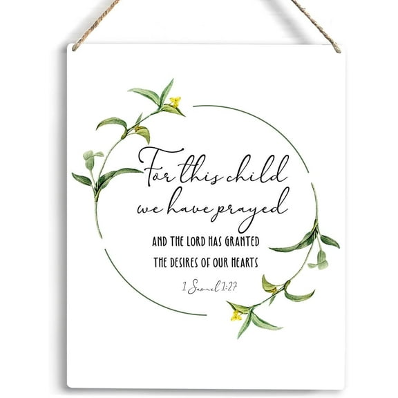 Nursery Decor for Girls Boys Baby Girl Room Decor for Nursery Christian Nursery Wall Art This Child I Have Prayed Wooden Hanging Sign Bible Verse Wall Art Sign for Kids Home 8x10 Inch