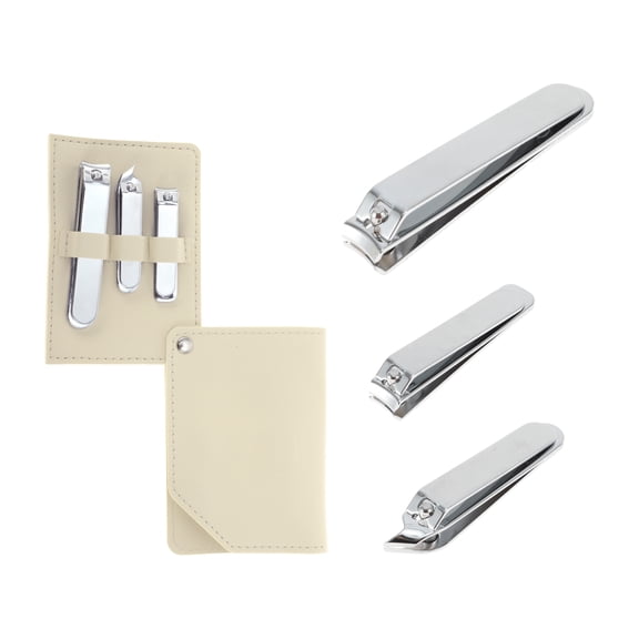 Unique Bargains 1 Set Portable Mirror Light Nail Clipper Set for Women for Men Silver Tone