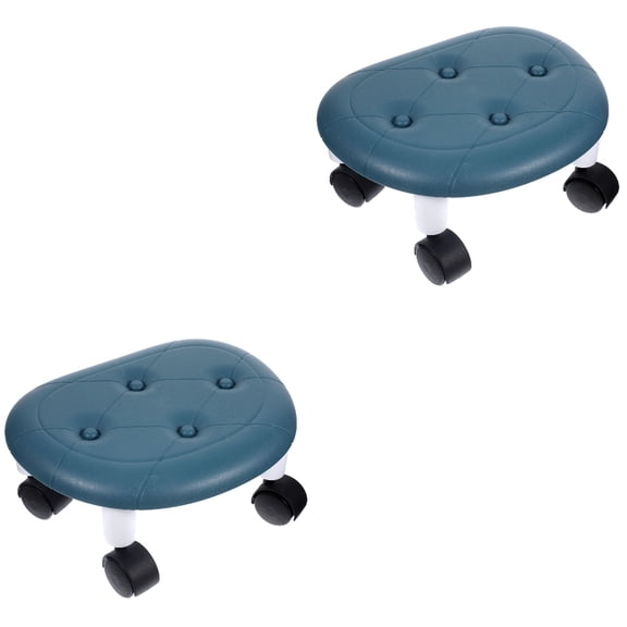 BEADCEST  Dark Blue PP Low Rolling Stool for Home Use Comfortable and Portable