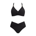 thumbnail image 5 of cocolona Bikini Sets for Women Summer Solid Color Two Piece Swimsuits Holiday Vacation Beach Pleated Swimwear, 5 of 6