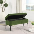 thumbnail image 3 of HomePop Large Modern Storage Bench with Metal Legs, 42"W x 14.5"D x 17.5"H, Green Velvet, 3 of 12