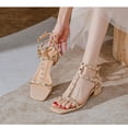 thumbnail image 3 of Women'S Rivets Leather Chunky Block Heel Sandals With Ankle Strap Buckle Fashion Square Open Toe Comfort sexy Gladiator Y2K Sandals For Dress Party Prom Shoes, 3 of 6