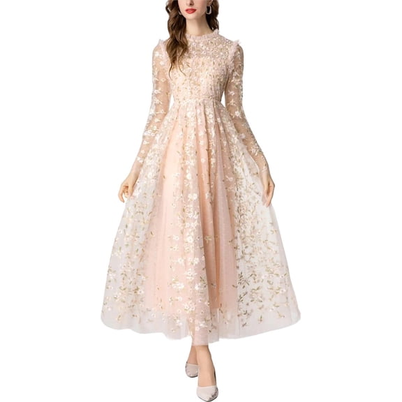 BURRYCO womens Pink Embellished Maxi Dress, 12, Pink