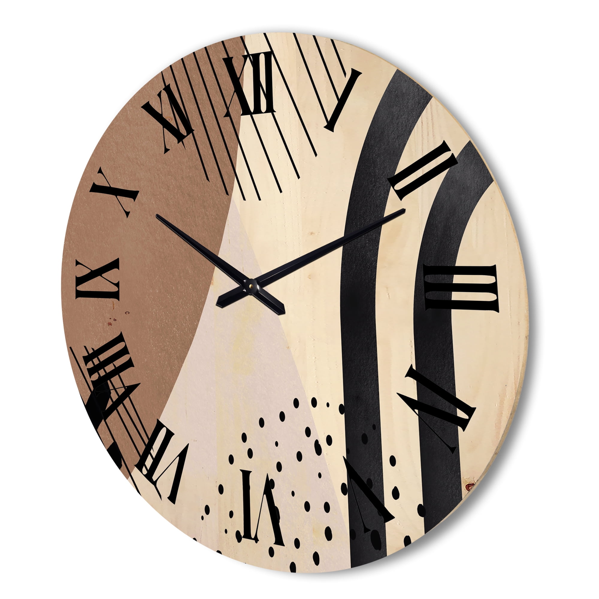 Designart 'Abstract Ivory Shapes and Shapes in Terracotta I' Modern Wood Wall Clock