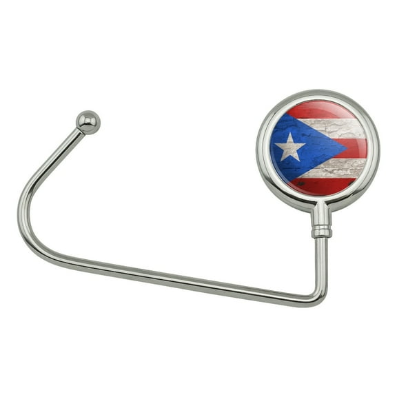 Rustic Distressed Puerto Rico Flag Wood Look Purse Bag Hanger Holder Hook