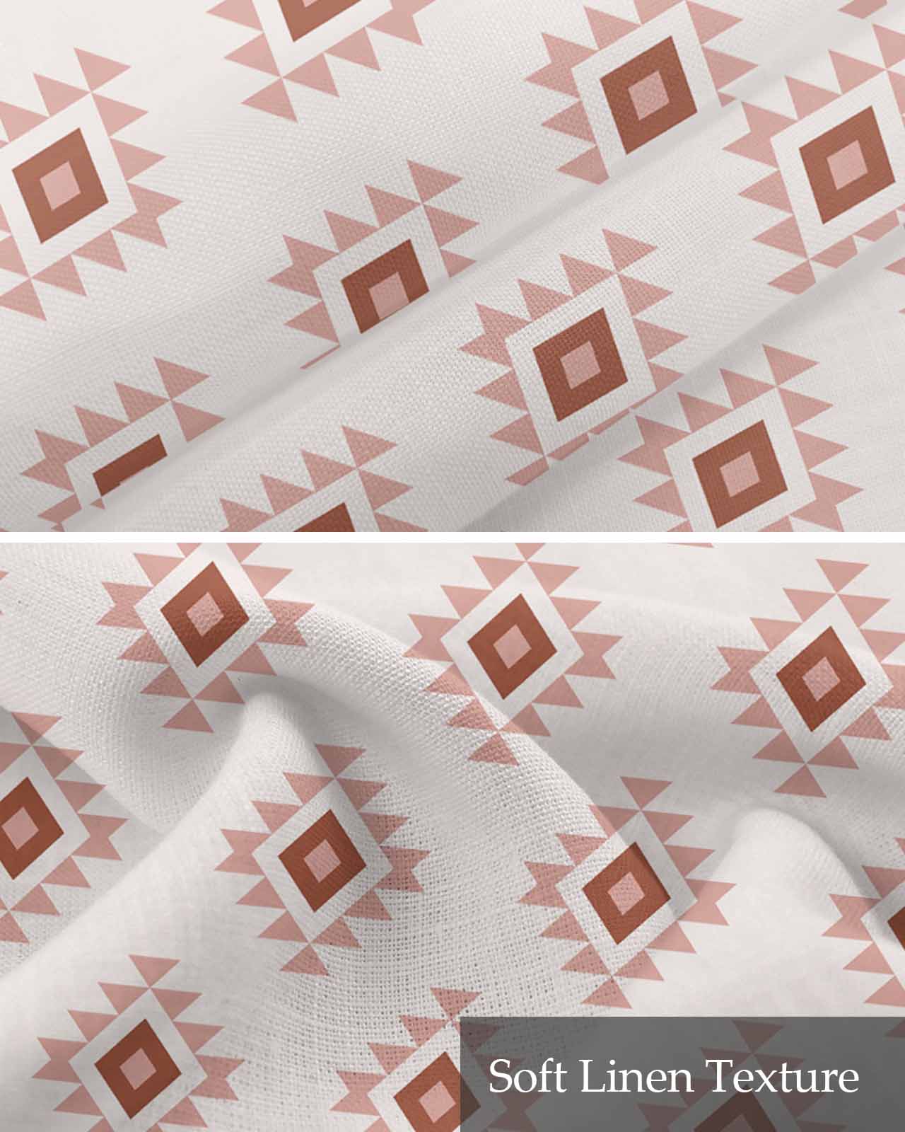 White Boho Geometric Kitchen Valances for Windows Farmhouse Linen Window Valance Curtain for Living Room Window Treatment Modern Simple Aztec Ethnic Pattern Valance Rod Pocket Topper, 42 x 18 Inch