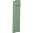 thumbnail image 3 of Ekena Millwork 14"W x 69"H Americraft Four Board (2 Batten) Exterior Real Wood Joined Board-n-Batten Shutters w/ Elliptical Top (Per Pair), Track Green, 3 of 10