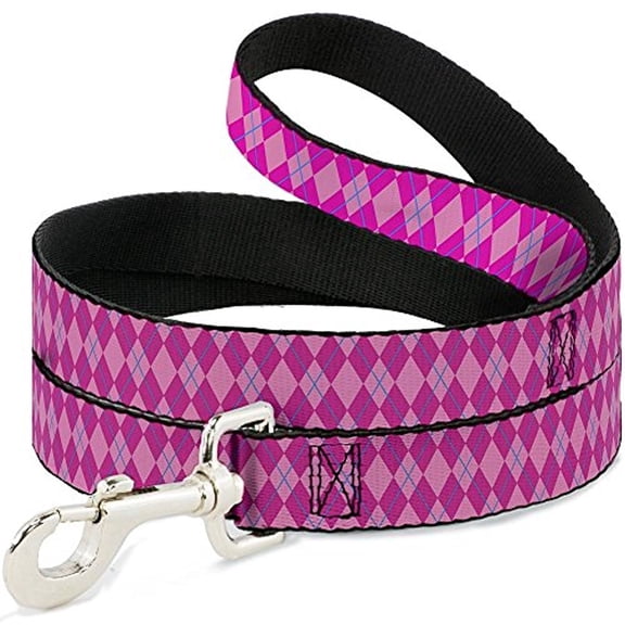 buckle-down pet leash - argyle pink fuchsia blue - 4 feet long - 1 2" wide