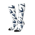 thumbnail image 2 of Balery Navy Blue Anchor Printed Novelty Socks Men's Women's Crew Socks Sports Socks Knee High Socks Cotton Socks Quirky and Cool Socks, 2 of 9