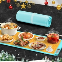 Large Electric Warming Tray with Adjustable Temperature, 35x15in Portable Graphene Nano Silicon Food Warming Mat 6 Heat Settings, Full Surface Rapid Heating for Buffet Party