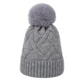 thumbnail image 3 of Dyfzdhu Outdoor Winter Adult Neutral Keep Warm Hairball Hats Plush Knitted Woolen Hat Gray, 3 of 8
