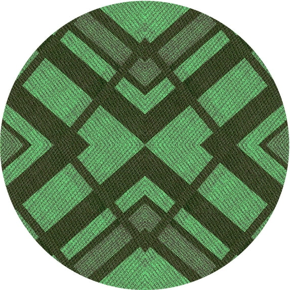 Ahgly Company Indoor Round Patterned Dark Forest Green Area Rugs, 8' Round