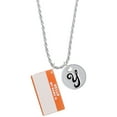 thumbnail image 1 of Delight Jewelry Acrylic Orange "Hello" Name Tag Silvertone Script Initial Disc - Y - Charm Necklace, 20"+3", 1 of 4