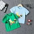 thumbnail image 2 of Vedolay Cute Tops Boy Print Button Down Shirt Short Sleeve Lapel Neck Tops Casual Tee Summer Clothes,Blue 3-4 Years, 2 of 5