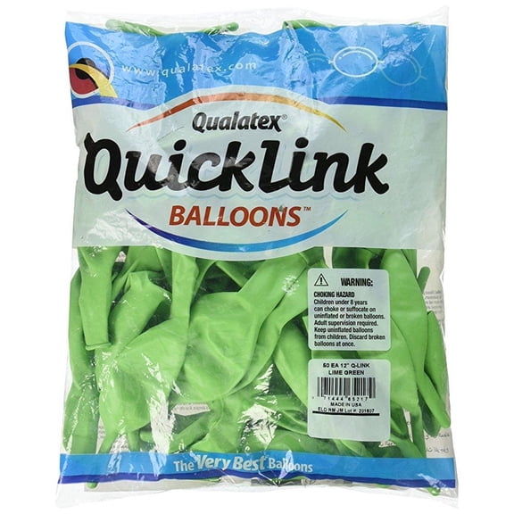 Qualatex 65217 Latex Balloons, Lime Green, 12"
