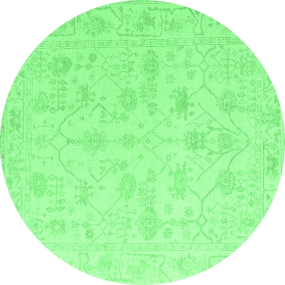 Ahgly Company Indoor Round Oriental Emerald Green Traditional Area Rugs, 7' Round