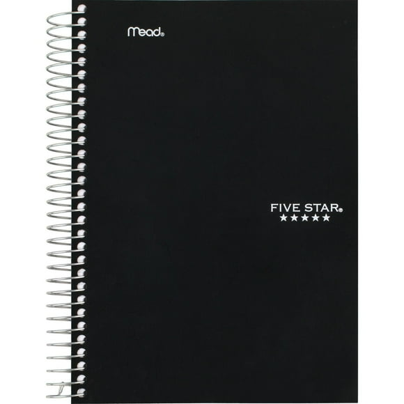 Cahier Five Star(r), 9 po x 6 po, 5 sujets, 300 pages, noir Cahier 5 sujets