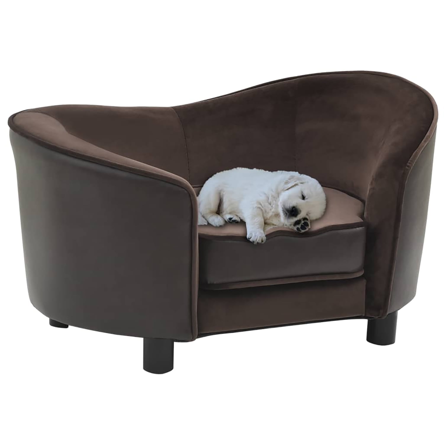Pefilos 27.2" Dog Sofa for Small Pets, Stylish Pet Furniture Sofa/Cat Couch Plush and Faux Leather, Brown Pefilos 27.2" Dog Sofa for Small Pets, Stylish Pet Furniture Sofa/Cat Couch Plush and Faux Leather, Brown