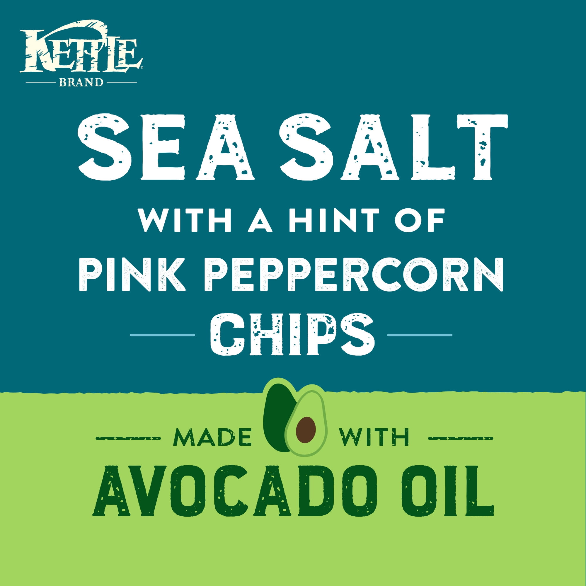Kettle Brand Made with Avocado Oil Sea Salt Pink Peppercorn Chips, 6 oz Bag